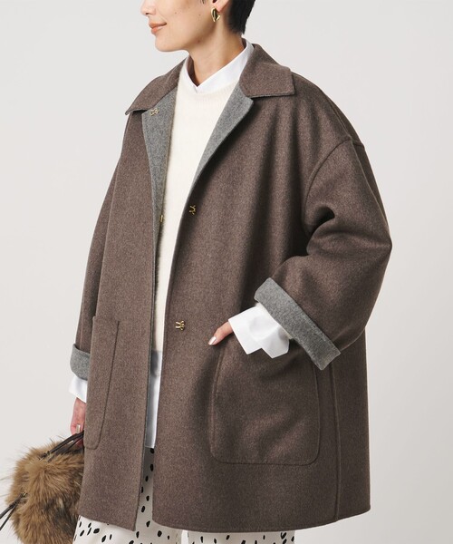 UNITED ARROWS(ユナイテッドアローズ)の「バイカラー リバー ステンカラー コート(ステンカラーコート・レディース・その他1/オフホワイト/ネイビー・36/38)」の14枚目の写真