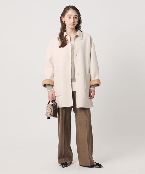UNITED ARROWS(ユナイテッドアローズ)の「バイカラー リバー ステンカラー コート(ステンカラーコート・レディース・その他1/オフホワイト/ネイビー・36/38)」の16枚目の写真
