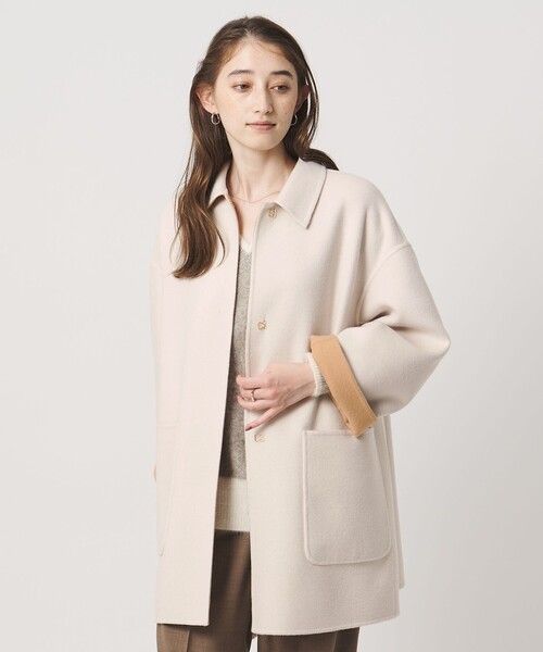 UNITED ARROWS(ユナイテッドアローズ)の「バイカラー リバー ステンカラー コート(ステンカラーコート・レディース・その他1/オフホワイト/ネイビー・36/38)」の17枚目の写真