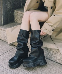 【XS-Lサイズ展開・取り外し可】2WAYカバー付き10cm厚底ストレッチブーツ JB4115