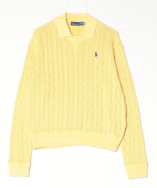 POLO RALPH LAUREN(ポロ ラルフ ローレン)の「ケーブルニット コットン ポロカラー セーター(ニット/セーター・レディース・イエロー・S/M/L)」の6枚目の写真