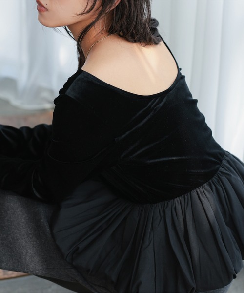 KOBE LETTUCE(コウベレタス)の「前後2wayベロアペプラムトップス(Tシャツ/カットソー・レディース・ブラック/グレー/ブラウン/アイボリー・M)」の17枚目の写真
