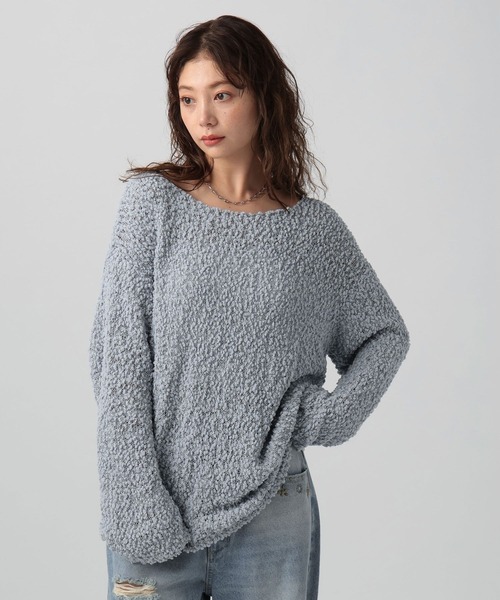 BAYFLOW(ベイフロー)の「モールネップシアーニットロングスリーブ(ニット/セーター・レディース・アクア/ブラック/オフホワイト・FREE)」の3枚目の写真
