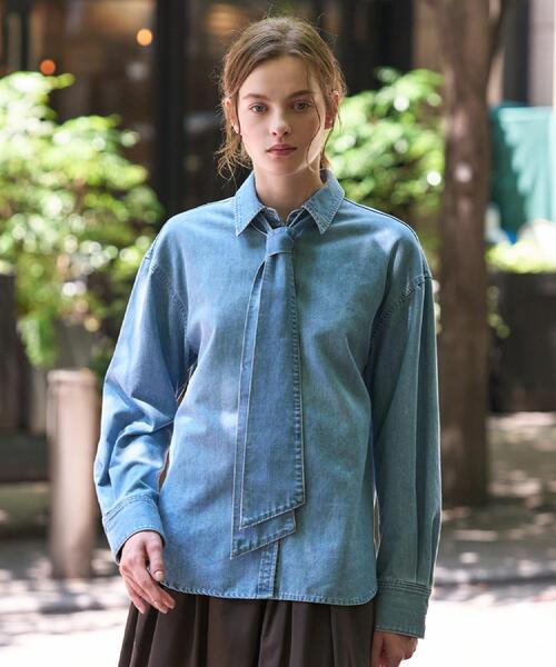 DRESSTERIOR(ドレステリア)の「【取り外し可能】2WAY ボウタイデニムシャツ(シャツ/ブラウス・レディース・ブルー系その他/ブルー・38/36)」の6枚目の写真