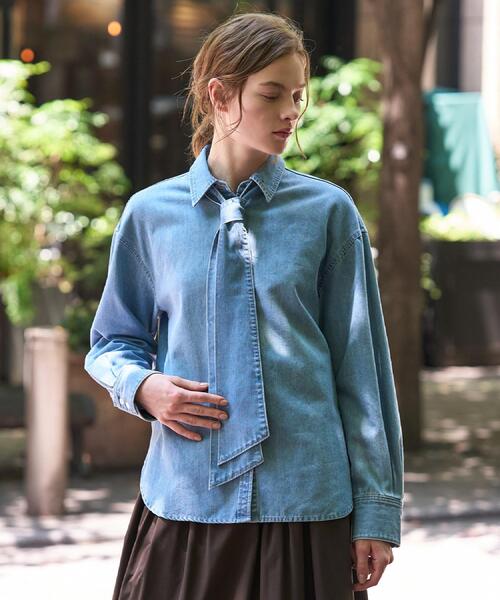 DRESSTERIOR(ドレステリア)の「【取り外し可能】2WAY ボウタイデニムシャツ(シャツ/ブラウス・レディース・ブルー系その他/ブルー・38/36)」の7枚目の写真