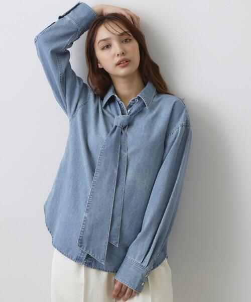 DRESSTERIOR(ドレステリア)の「【取り外し可能】2WAY ボウタイデニムシャツ(シャツ/ブラウス・レディース・ブルー系その他/ブルー・38/36)」の22枚目の写真