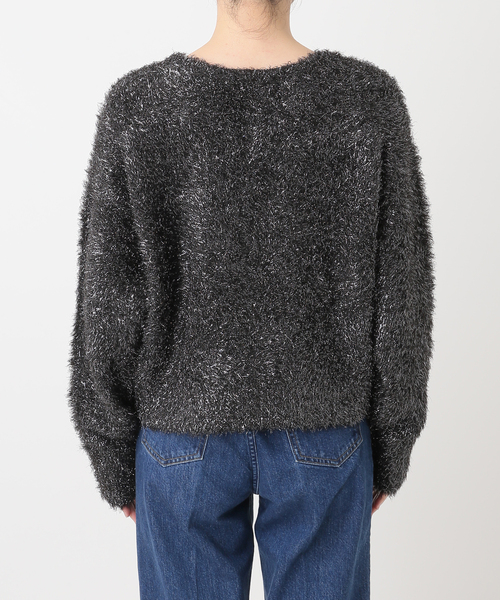 B.C STOCK（ベーセーストック）の「手洗い可 / ラメフェザーニット（カーディガン/ボレロ・レディース・ベージュ/ブラック・FREE）」の19枚目の写真