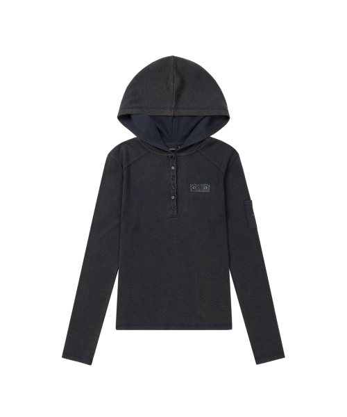AAKAM(アーカム)の「Bleach Washed Hooded Long Sleeve (Navy)(パーカー・レディース・その他・1/2)」の2枚目の写真