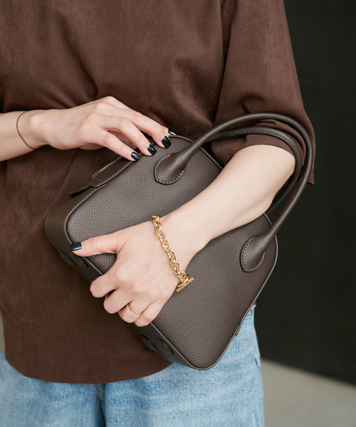 plage(プラージュ)の「《追加》MAISON CANAU / メゾン カナウ ROUND BOSTON Sバッグ 3(ハンドバッグ・レディース・ブラウン系その他/グレー・FREE)」の2枚目の写真