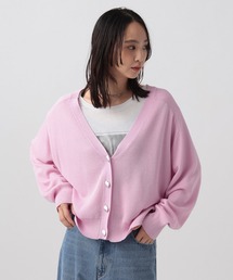[ショートとロングで選べる着丈]メタリックボタンカーディガン