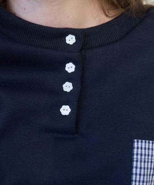 Birthday room(バースデイルーム)の「フラワーボタンヘンリーネックスウェット/Floral Button Henley Sweatshirt(スウェット・レディース・グレー/ネイビー・FREE)」の16枚目の写真