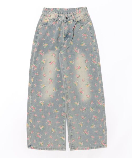 semuse(セミューズ)の「花柄プリントルーズデニムパンツ(デニムパンツ・レディース・ライトブルー・S/M/L)」の9枚目の写真