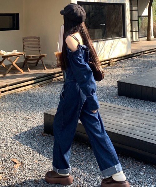 FAVORITO(ファヴォリート)の「オフショルダーオールインワン(つなぎ/オールインワン・レディース・ブルー・S/M/L/XL)」の8枚目の写真