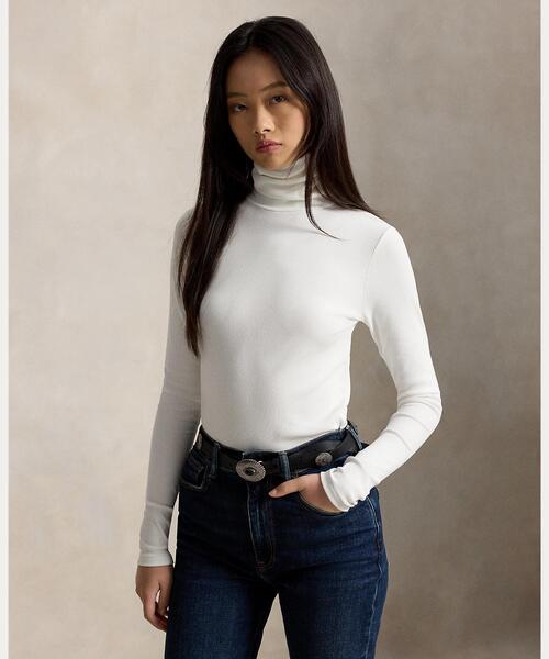 POLO RALPH LAUREN(ポロ ラルフ ローレン)の「ストレッチコットン リブ タートルネック(Tシャツ/カットソー・レディース・ホワイト・XS/M/S)」の1枚目の写真