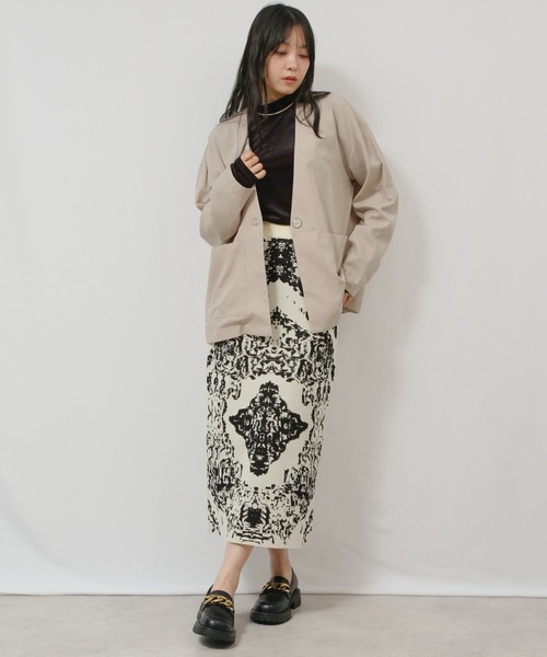 palm RICHE（ポームリシュ）の「膨れジャガードSK（スカート・レディース・レッド/チャコールグレー/アイボリー・M）」の9枚目の写真