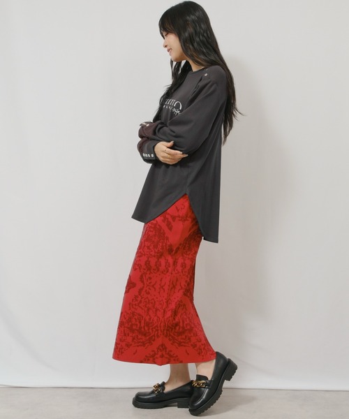 palm RICHE（ポームリシュ）の「膨れジャガードSK（スカート・レディース・レッド/チャコールグレー/アイボリー・M）」の20枚目の写真