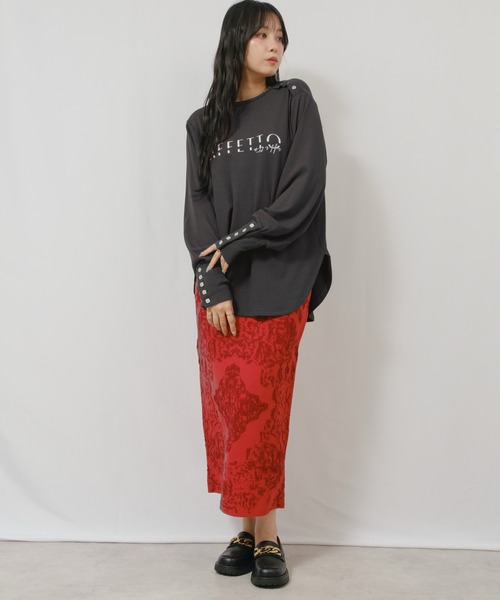 palm RICHE（ポームリシュ）の「膨れジャガードSK（スカート・レディース・レッド/チャコールグレー/アイボリー・M）」の21枚目の写真