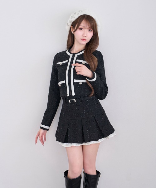 Rose Muse（ロゼミューズ）の「Tweed jacket&mini sk set（セットアップ・レディース・ブラック/アイボリー・MEDIUM/SMALL）」の2枚目の写真