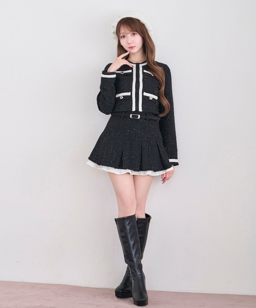 Rose Muse（ロゼミューズ）の「Tweed jacket&mini sk set（セットアップ・レディース・ブラック/アイボリー・MEDIUM/SMALL）」の12枚目の写真