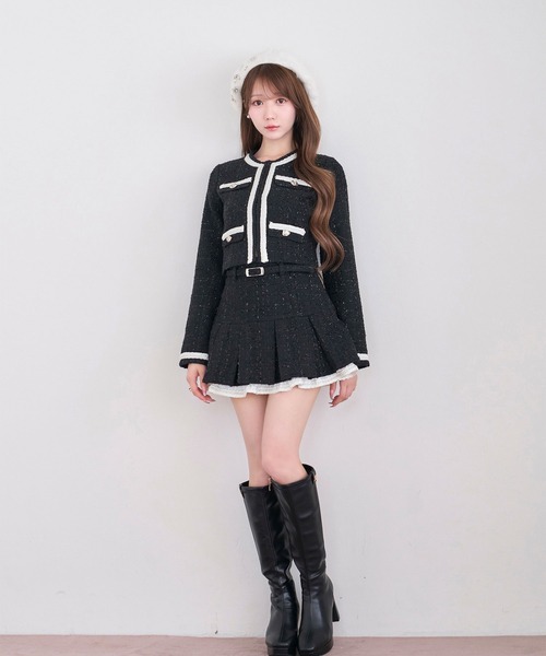 Rose Muse（ロゼミューズ）の「Tweed jacket&mini sk set（セットアップ・レディース・ブラック/アイボリー・MEDIUM/SMALL）」の13枚目の写真