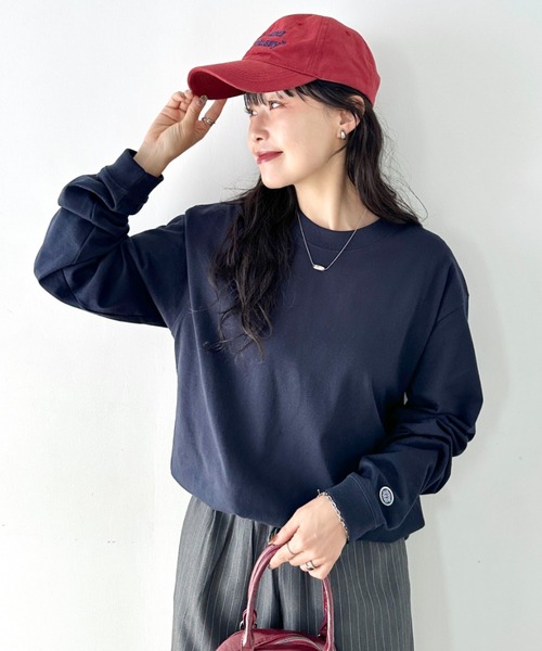 DISCUS ATHLETIC(ディスカス アスレチック)の「DISCUS ATHLETIC(ディスカス アスレチック)/クルーネック ロンT カットソー USAコットン(Tシャツ/カットソー・レディース・ホワイト/ブラック/ダークグリーン/グレイッシュベージュ/ネイビー・XL/M/L)」の5枚目の写真
