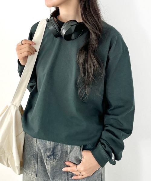 DISCUS ATHLETIC(ディスカス アスレチック)の「DISCUS ATHLETIC(ディスカス アスレチック)/クルーネック ロンT カットソー USAコットン(Tシャツ/カットソー・レディース・ホワイト/ブラック/ダークグリーン/グレイッシュベージュ/ネイビー・XL/M/L)」の4枚目の写真