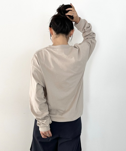 DISCUS ATHLETIC(ディスカス アスレチック)の「DISCUS ATHLETIC(ディスカス アスレチック)/クルーネック ロンT カットソー USAコットン(Tシャツ/カットソー・レディース・ホワイト/ブラック/ダークグリーン/グレイッシュベージュ/ネイビー・XL/M/L)」の6枚目の写真