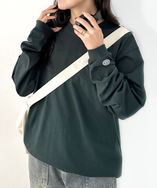 DISCUS ATHLETIC(ディスカス アスレチック)の「DISCUS ATHLETIC(ディスカス アスレチック)/クルーネック ロンT カットソー USAコットン(Tシャツ/カットソー・レディース・ホワイト/ブラック/ダークグリーン/グレイッシュベージュ/ネイビー・XL/M/L)」の10枚目の写真