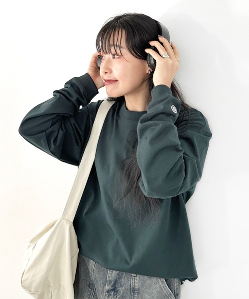 DISCUS ATHLETIC(ディスカス アスレチック)の「DISCUS ATHLETIC(ディスカス アスレチック)/クルーネック ロンT カットソー USAコットン(Tシャツ/カットソー・レディース・ホワイト/ブラック/ダークグリーン/グレイッシュベージュ/ネイビー・XL/M/L)」の13枚目の写真