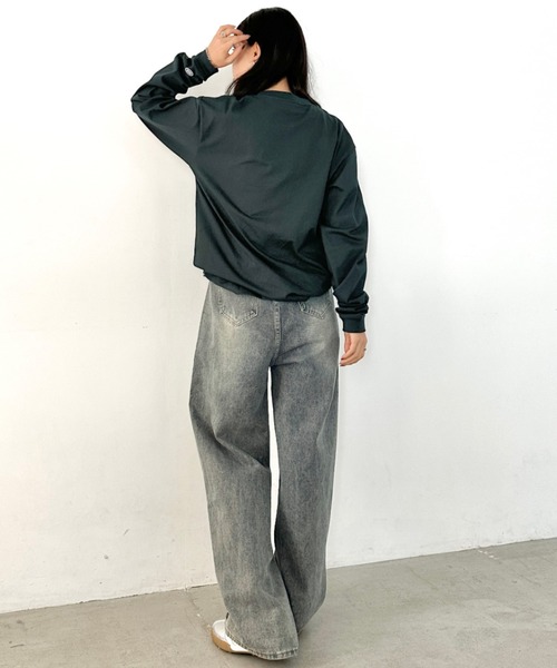 DISCUS ATHLETIC(ディスカス アスレチック)の「DISCUS ATHLETIC(ディスカス アスレチック)/クルーネック ロンT カットソー USAコットン(Tシャツ/カットソー・レディース・ホワイト/ブラック/ダークグリーン/グレイッシュベージュ/ネイビー・XL/M/L)」の18枚目の写真