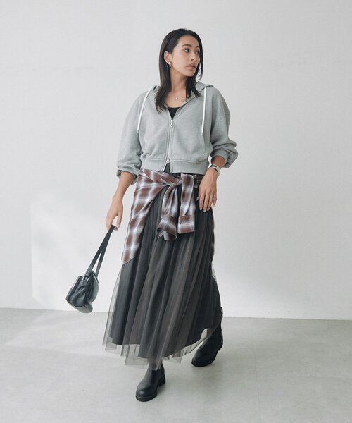 RIVE DROITE(リヴドロワ)の「【セットアップ対応可】カーブスリーブZIPフーディ(秋服/冬服)(パーカー・レディース・グレー/ホワイト系その他・FREE)」の13枚目の写真