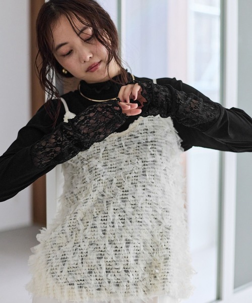 VIS（ビス）の「袖クシュクシュ切替ハイネックテレコプルオーバー/吸湿発熱・静電気防止（Tシャツ/カットソー・レディース・ダークブラウン/ブラック/キナリ/ホワイト系その他・FREE）」の22枚目の写真
