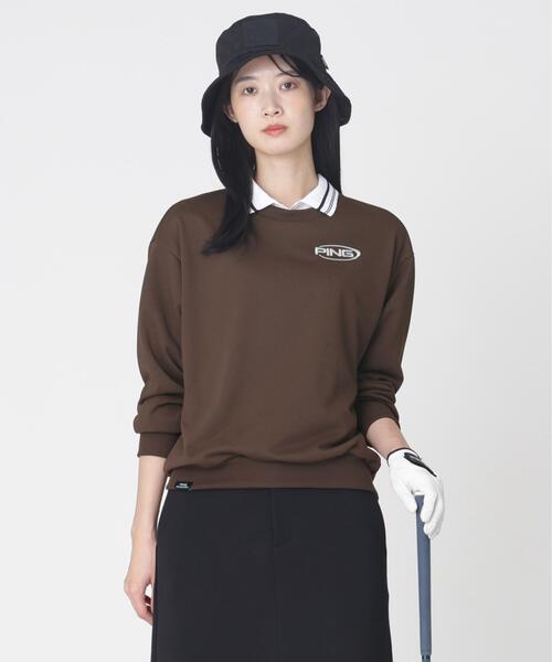 PING（ピン）の「［PING APPAREL］［吸水速乾・UVケア］10カラーMr.PINGダンシングロゴクルーネックプルオーバー (LADIES)（スウェット・レディース・ワイン/レッド/オレンジ/グリーン/シルバー/ブラウン/ゴールド/ホワイト/ブルー/ブラック・L/LL/S/M）」の4枚目の写真