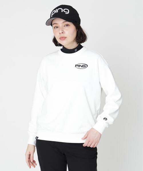 PING（ピン）の「［PING APPAREL］［吸水速乾・UVケア］10カラーMr.PINGダンシングロゴクルーネックプルオーバー (LADIES)（スウェット・レディース・ワイン/レッド/オレンジ/グリーン/シルバー/ブラウン/ゴールド/ホワイト/ブルー/ブラック・L/LL/S/M）」の2枚目の写真