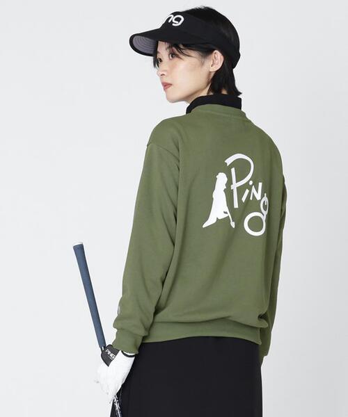 PING（ピン）の「［PING APPAREL］［吸水速乾・UVケア］10カラーMr.PINGダンシングロゴクルーネックプルオーバー (LADIES)（スウェット・レディース・ワイン/レッド/オレンジ/グリーン/シルバー/ブラウン/ゴールド/ホワイト/ブルー/ブラック・L/LL/S/M）」の5枚目の写真