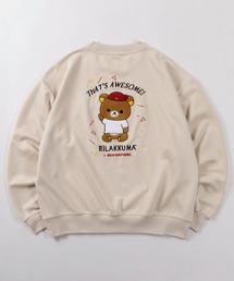 【70】【RCG/レッドキャップガール】リラックマ×RED CAP GIRL カットスウェード スウェット/トレーナー/オーバーサイズ/ワンポイント刺繍/バックサガラ刺繍/リラックマコラボ/ショート丈&レギュラーシルエット/ユニセックス/レディース/メンズ
