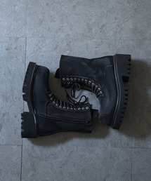 ATMARK（アットマーク）の「<３サイズ展開 / ユニセックス>スモーク加工　ワークブーツ　厚底　汚し加工（ブーツ）」