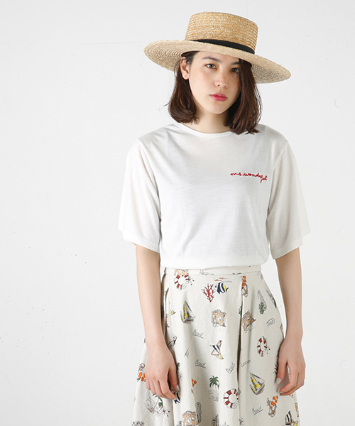 MOUSSY（マウジー）の「MS.WONDERFUL TEE（Tシャツ/カットソー・レディース・トップグレー/ホワイト/ベージュ・FREE）」の2枚目の写真