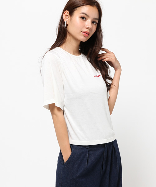 MOUSSY（マウジー）の「MS.WONDERFUL TEE（Tシャツ/カットソー・レディース・トップグレー/ホワイト/ベージュ・FREE）」の7枚目の写真