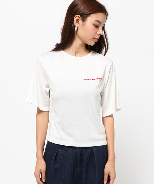 MOUSSY（マウジー）の「MS.WONDERFUL TEE（Tシャツ/カットソー・レディース・トップグレー/ホワイト/ベージュ・FREE）」の10枚目の写真