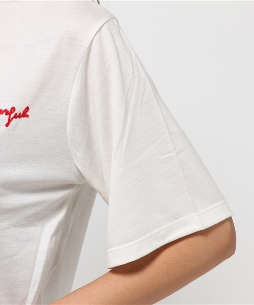 MOUSSY（マウジー）の「MS.WONDERFUL TEE（Tシャツ/カットソー・レディース・トップグレー/ホワイト/ベージュ・FREE）」の4枚目の写真