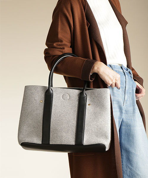 NANO universe（ナノユニバース）の「ウールトート（トートバッグ・レディース・ネイビー/ライトグレー/グレー・FREE）」の2枚目の写真