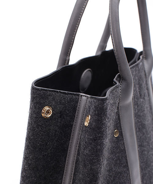 NANO universe（ナノユニバース）の「ウールトート（トートバッグ・レディース・ネイビー/ライトグレー/グレー・FREE）」の7枚目の写真