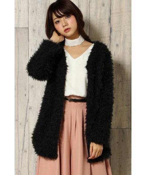 VENCEEXCHANGE（ヴァンスエクスチェンジ）の「ボリュームファーカーディガン               （カーディガン/ボレロ・レディース・ホワイト/ブラック・MEDIUM）」の2枚目の写真
