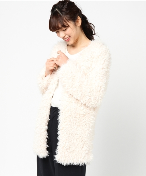 VENCEEXCHANGE（ヴァンスエクスチェンジ）の「ボリュームファーカーディガン               （カーディガン/ボレロ・レディース・ホワイト/ブラック・MEDIUM）」の11枚目の写真