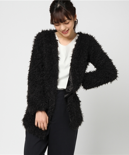 VENCEEXCHANGE（ヴァンスエクスチェンジ）の「ボリュームファーカーディガン               （カーディガン/ボレロ・レディース・ホワイト/ブラック・MEDIUM）」の12枚目の写真