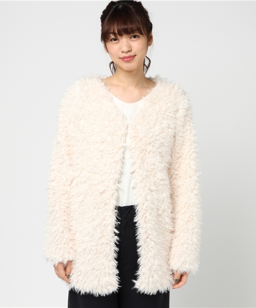 VENCEEXCHANGE（ヴァンスエクスチェンジ）の「ボリュームファーカーディガン               （カーディガン/ボレロ・レディース・ホワイト/ブラック・MEDIUM）」の3枚目の写真