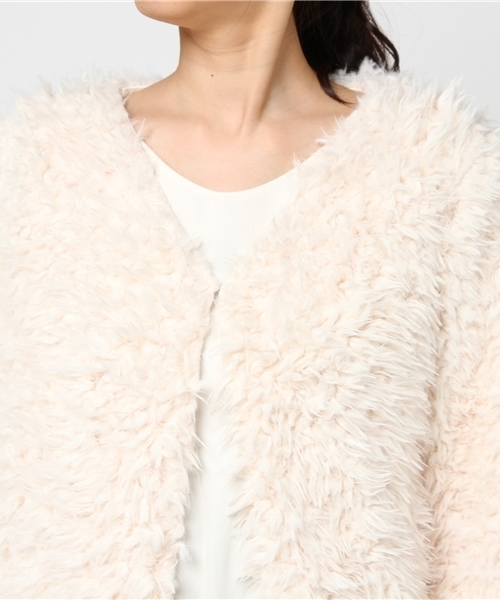 VENCEEXCHANGE（ヴァンスエクスチェンジ）の「ボリュームファーカーディガン               （カーディガン/ボレロ・レディース・ホワイト/ブラック・MEDIUM）」の6枚目の写真