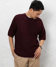 green label relaxing | ST ハイツイスト 畦編み クルーネック 5分袖 ニット(ニット/セーター)