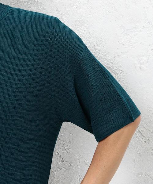 green label relaxing(グリーンレーベルリラクシング)の「ST ハイツイスト 畦編み クルーネック 5分袖 ニット ◆(ニット/セーター・メンズ・ホワイト/ワインレッド/ターコイズブルー・MEDIUM/LARGE/SMALL)」の9枚目の写真